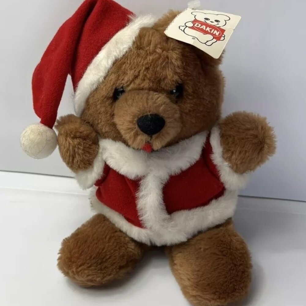Dakin Santa Bear Vintage 1984 Brown Plush Stuffed Animal 9" TAG
